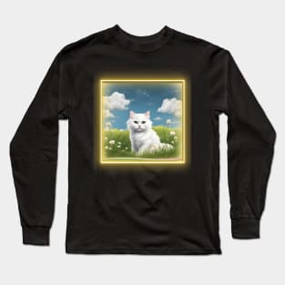 White Furry Cat Long Sleeve T-Shirt